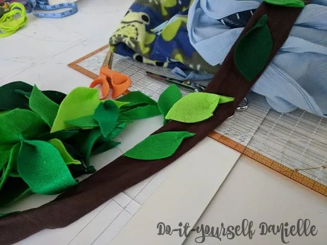 Leaves for a DIY tree costume.