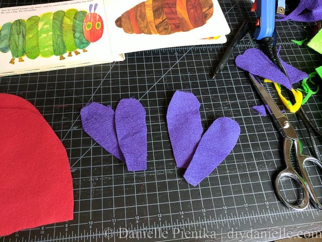 Cut outs for the antennas for the Hungry Caterpillar.