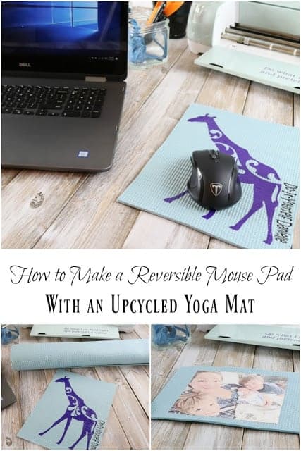 DIY mousepads from vinyl and a yoga mat.