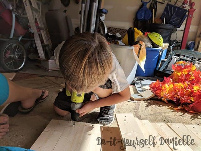 My 6 year old helping drill the countersink holes.