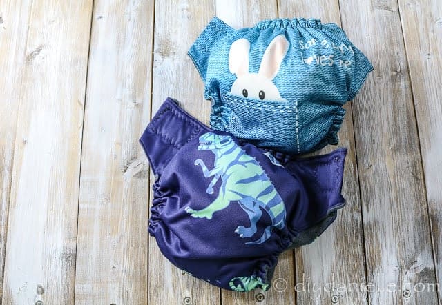 Cute cloth diapers from a homemade CD stash.