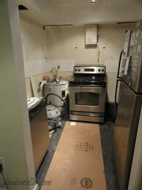 Kitchen torn apart for renovation.