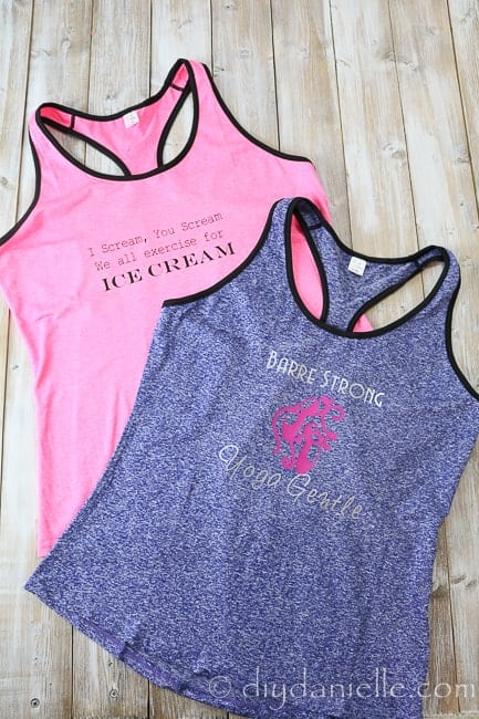 DIY Women's gym shirts using Sportflex Iron On Vinyl and a Cricut Air 2.