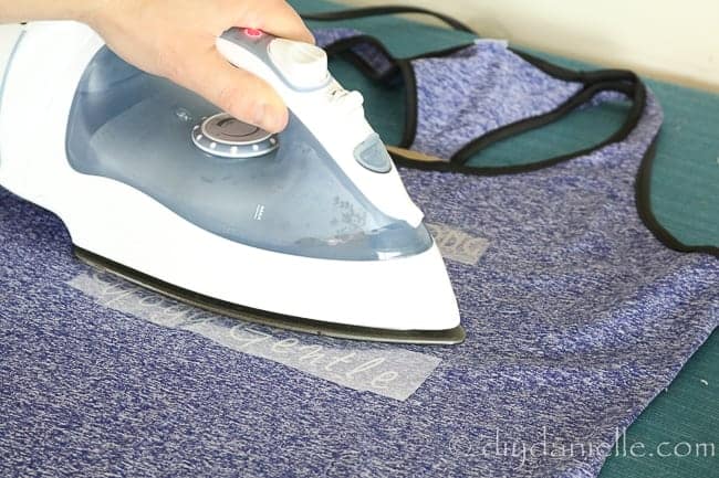 Ironing on Sportflex Iron On Vinyl