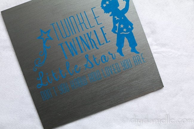 Baby nursery sign: Twinkle twinkle little star, don't you know how loved you are. Made with a Cricut machine and viny.