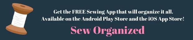 Sew Organized phone app for sewists, available on iOS and Android devices.