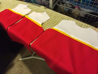Back and front pieces sewn together for Paw Patrol vest.
