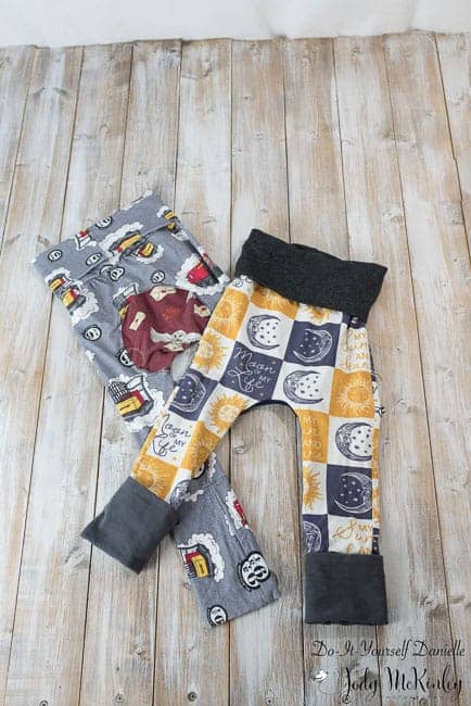 Handmade grow with me pants, made to grow with baby.