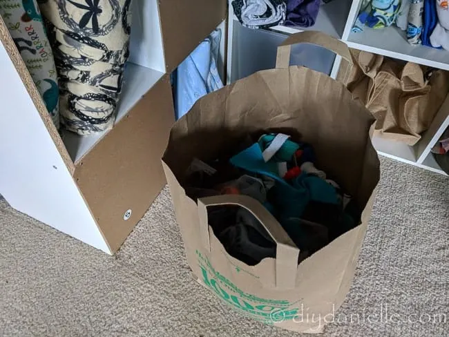 Donate fabric scraps- I keep a small bag for scraps and fabric I don't want. These get donated.