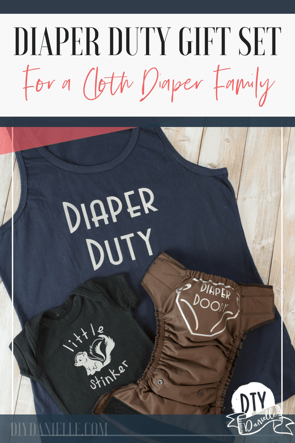 This super cute 'Diaper Duty' gift set is the perfect Cricut project for a baby shower gift. Make it with iron on vinyl!