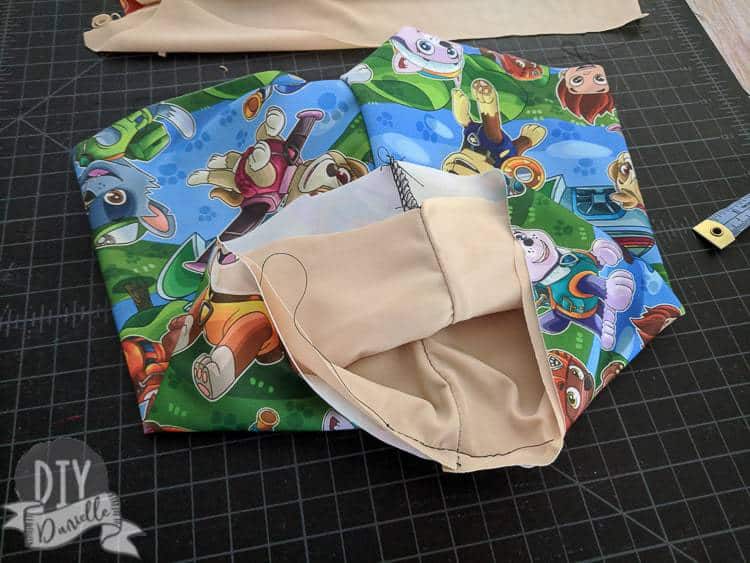Sewed the liner and the exterior shorts separately, then tucked the liner inside, wrong sides together.