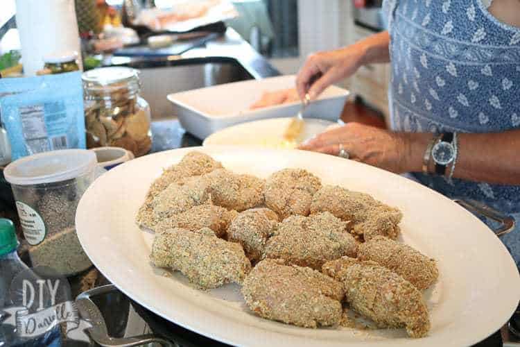 Chicken being prepared for dinner.