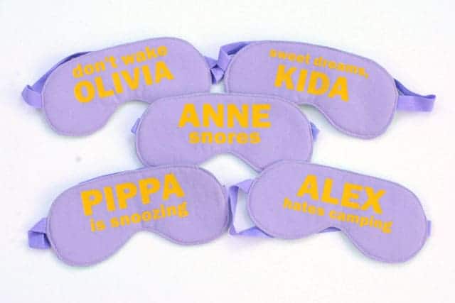 Eye mask for a sleepover party favor.