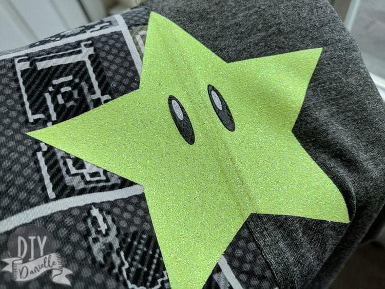 Star for a Mario shirt using heat transfer vinyl.