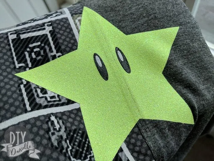 Star for a Mario shirt using heat transfer vinyl.