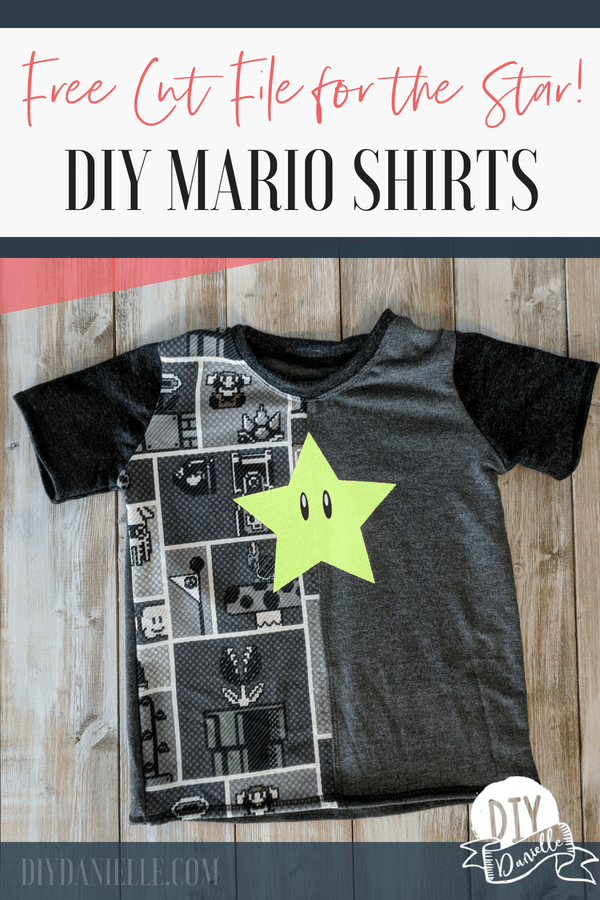 Adorable Mario shirts with the Super Star on the front with HTV. Get the free cut file from diydanielle.com.