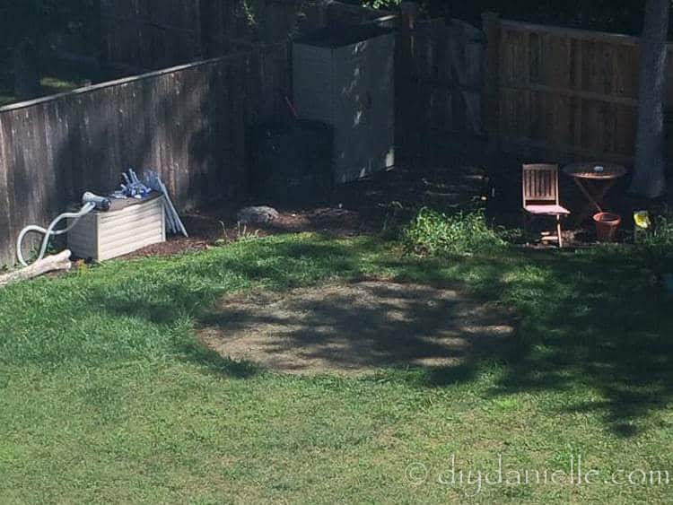 Dead circle of grass left by an above ground pool.