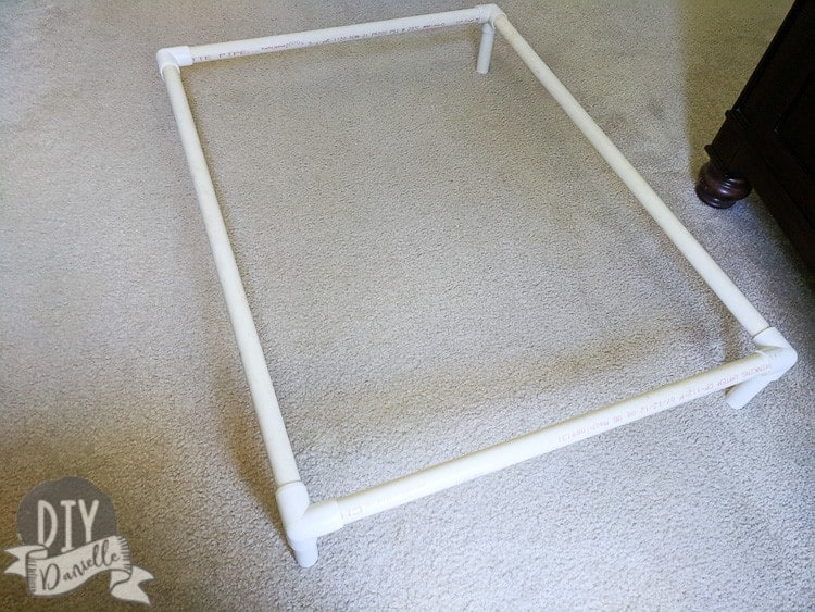 Assembled PVC base for dog bed.