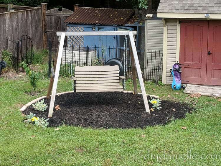 Landscaping to cover where the pool killed the grass.