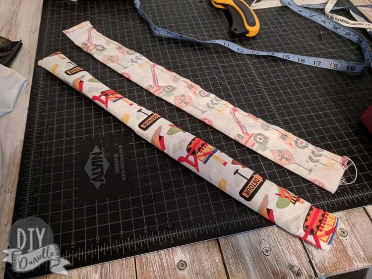 Creating two straps for each holder.
