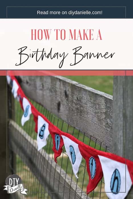 Red white and blue Birthday Banner that was made from upcycled fabric for my son's Dr. Seuss / Cat in the Hat party.