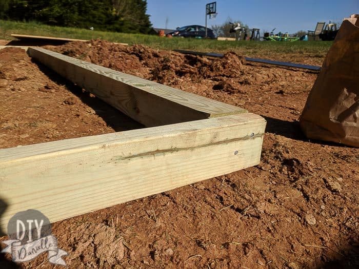 Creating the frame for the shed base.