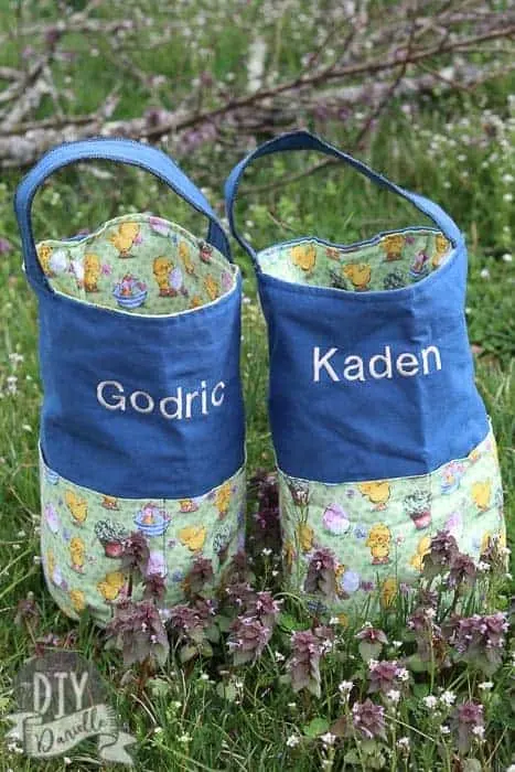 These Easter baskets were easy to make and have pockets around the outside of the bags. I embroidered the names on, but you could also use heat transfer vinyl to add names to the bags as well.