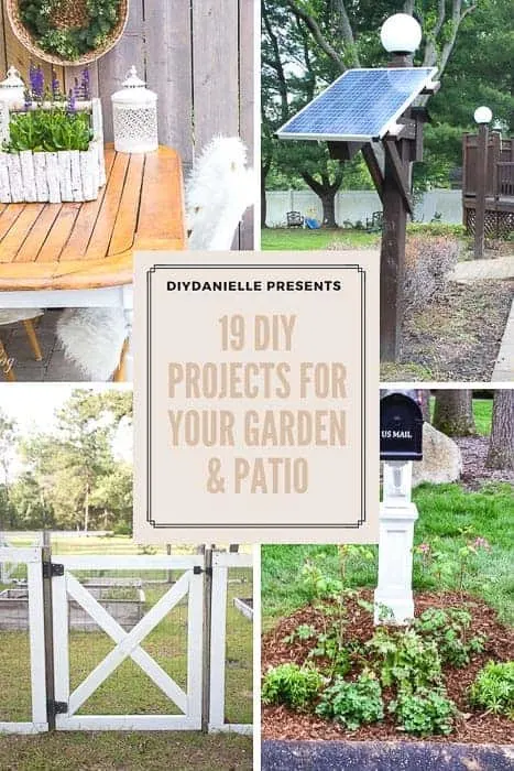 19 projects to DIY for your garden and patio. These simple DIYs include building garden gates and solar lighting, adding a mailbox garden, trellises, and more!