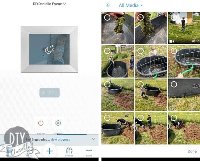 Screenshots showing how to send photos using the Nix phone app.