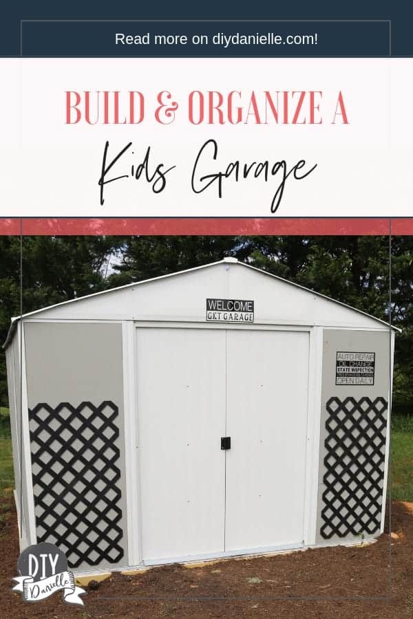 Organize all of your outdoor kids toys in an easy to build shed. This can hold ride on toys, Nerf guns, bikes, and more!