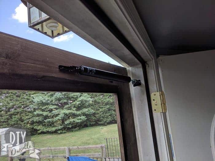 Screen Door closer on the inside of the screen door to help keep it closed when not in use.