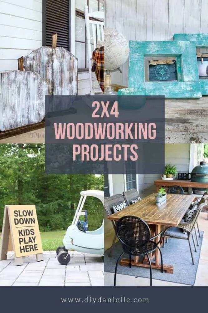 Pin image with text overlay saying "2x4 woodworking Projects"