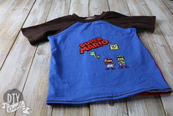 Super Mario panel for the front of this boy's shirt.