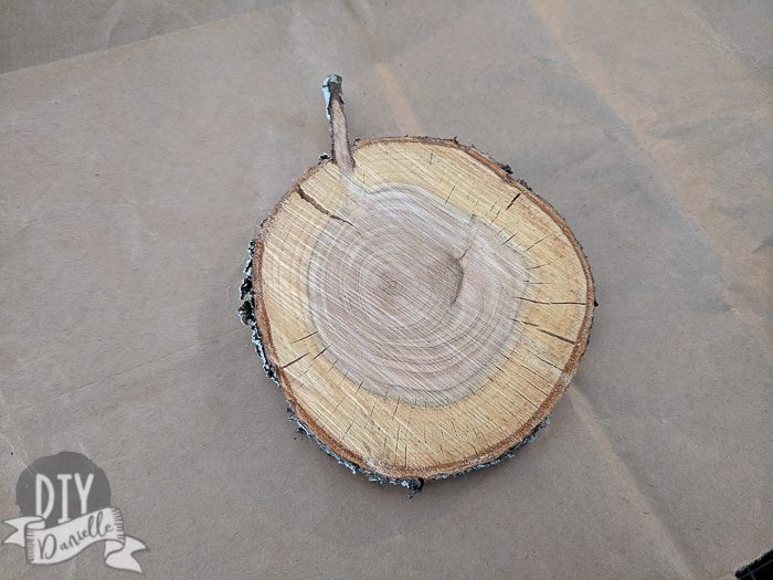 Plain wood slice from our peach tree.