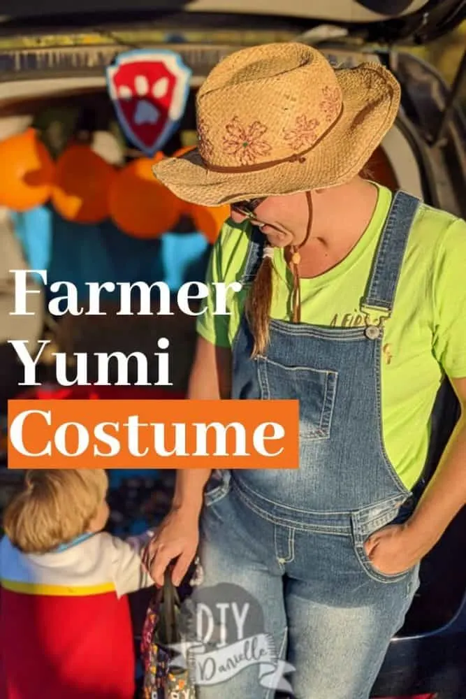 DIY Farmer Yumi costume made with a bunch of easy to find clothing items... 