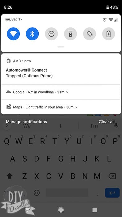 Notification that the Automower is trapped.