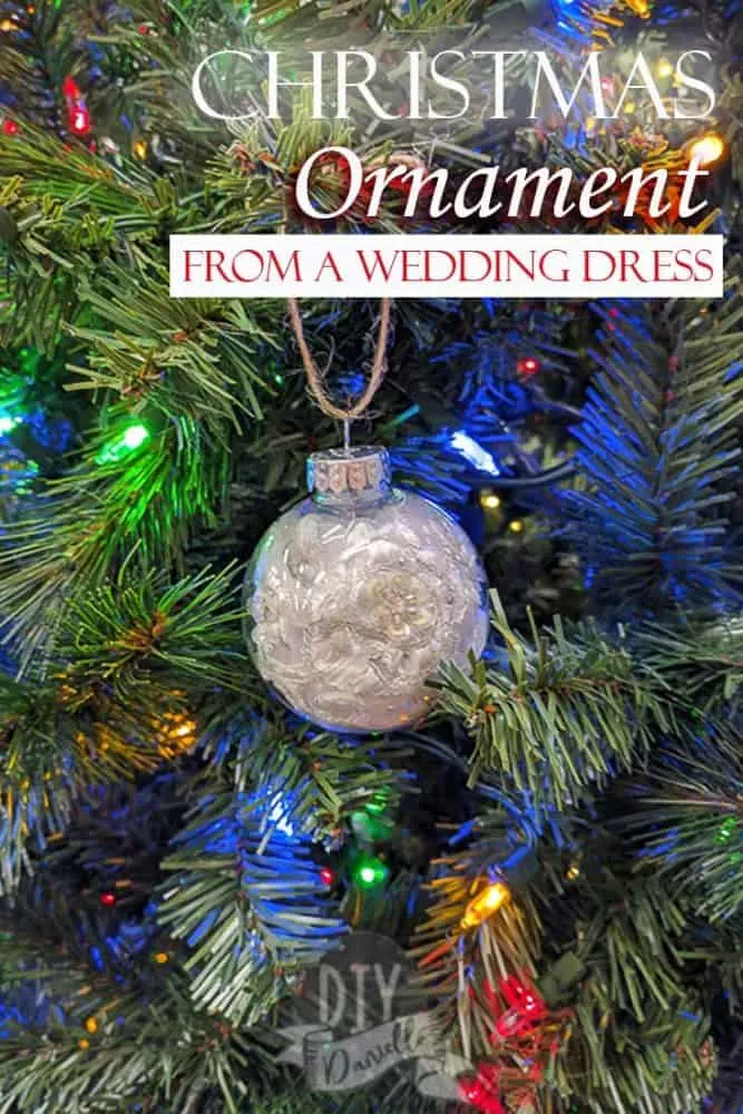 Easy to make Christmas ornaments from an upcycled wedding dress.
