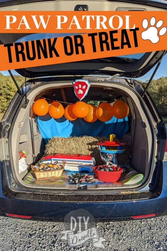 Paw Patrol trunk for Trunk or Treat! This simple setup was super cute but didn't break the bank!