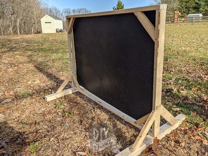 DIY archery backstop photo of the back.