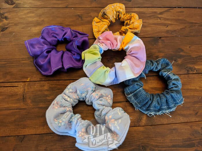 5 scrunchies that I made for my friend's daughter.