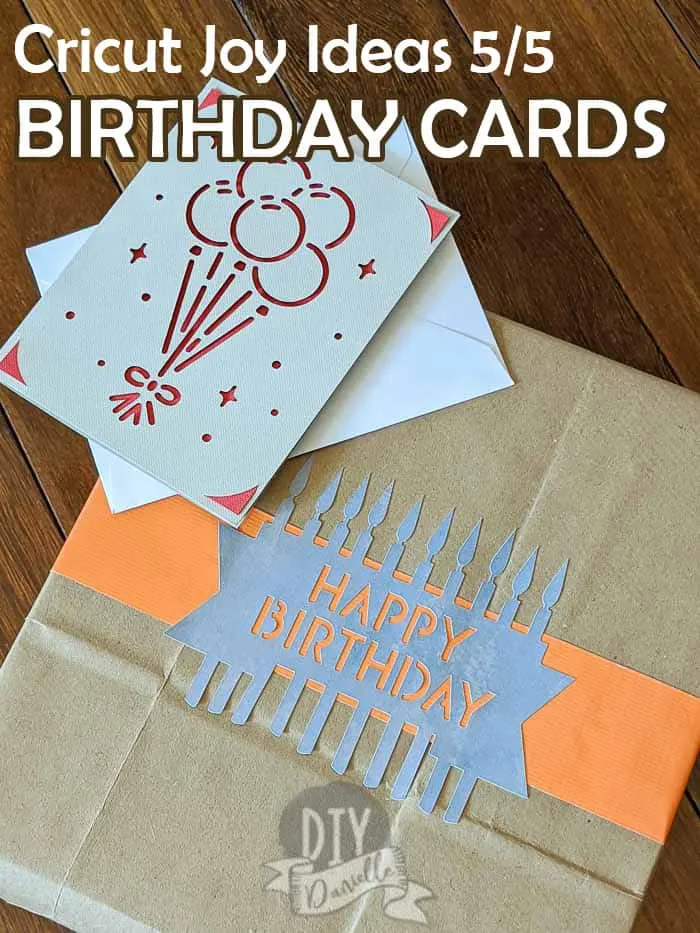 Cricut Joy Ideas 5/5: Birthday card and birthday wrapping label made with Cricut Joy