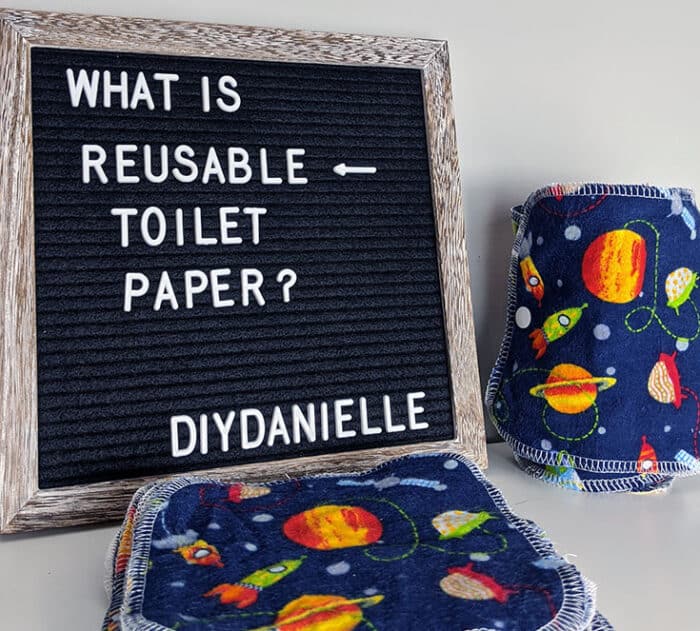 DIY family cloth made from two layers of flannel. Letter board: What is Reusable Toilet Paper? DIYDanielle