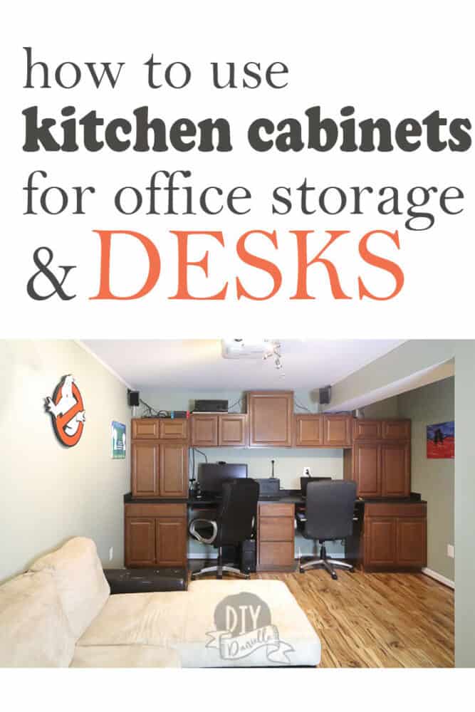 how to use kitchen cabinets for office storage and desks.