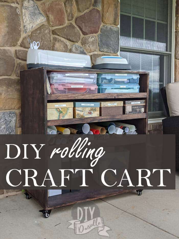 DIY Rolling Craft Cart with Cricut and EasyPress on top pin image