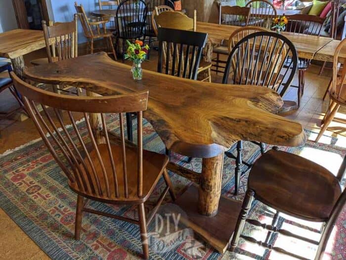 Table made from wood harvested on site.