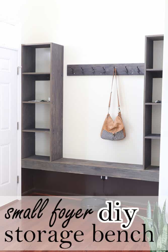 Small foyer DIY storage bench.