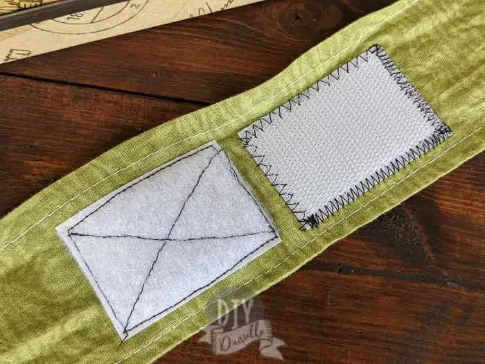 Straight stitch vs. zig zag stitch comparison for sewing on hook and loop