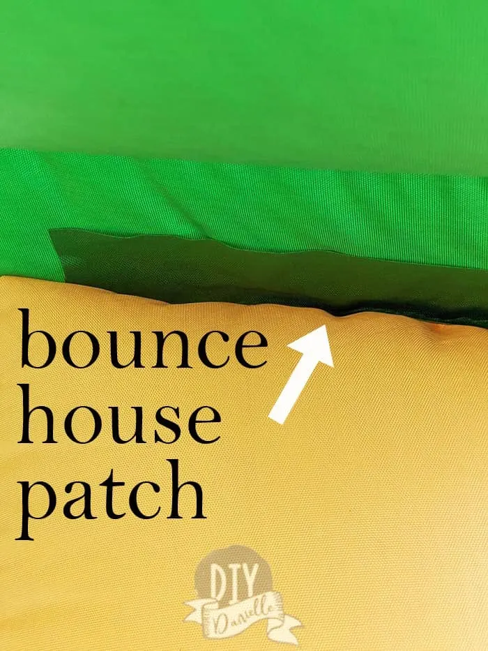 Patch on inflatable bounce house.