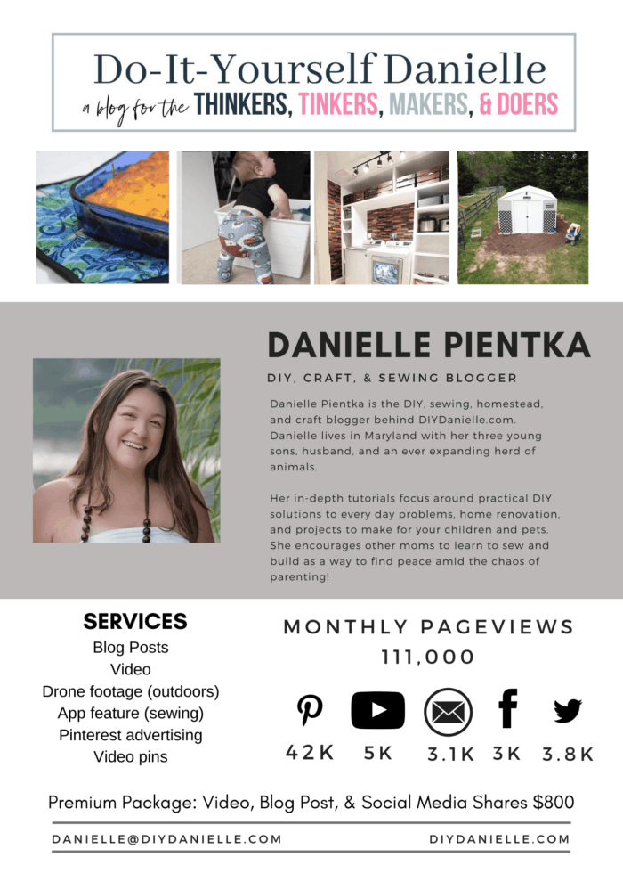 Media Kit for DIYDanielle.com with stats