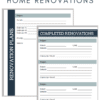 Printable planner for home renovations